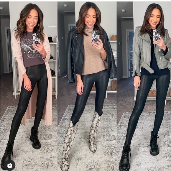 Spanx Faux Leather Leggings in Black, Women's Small - Picture 3 of 13